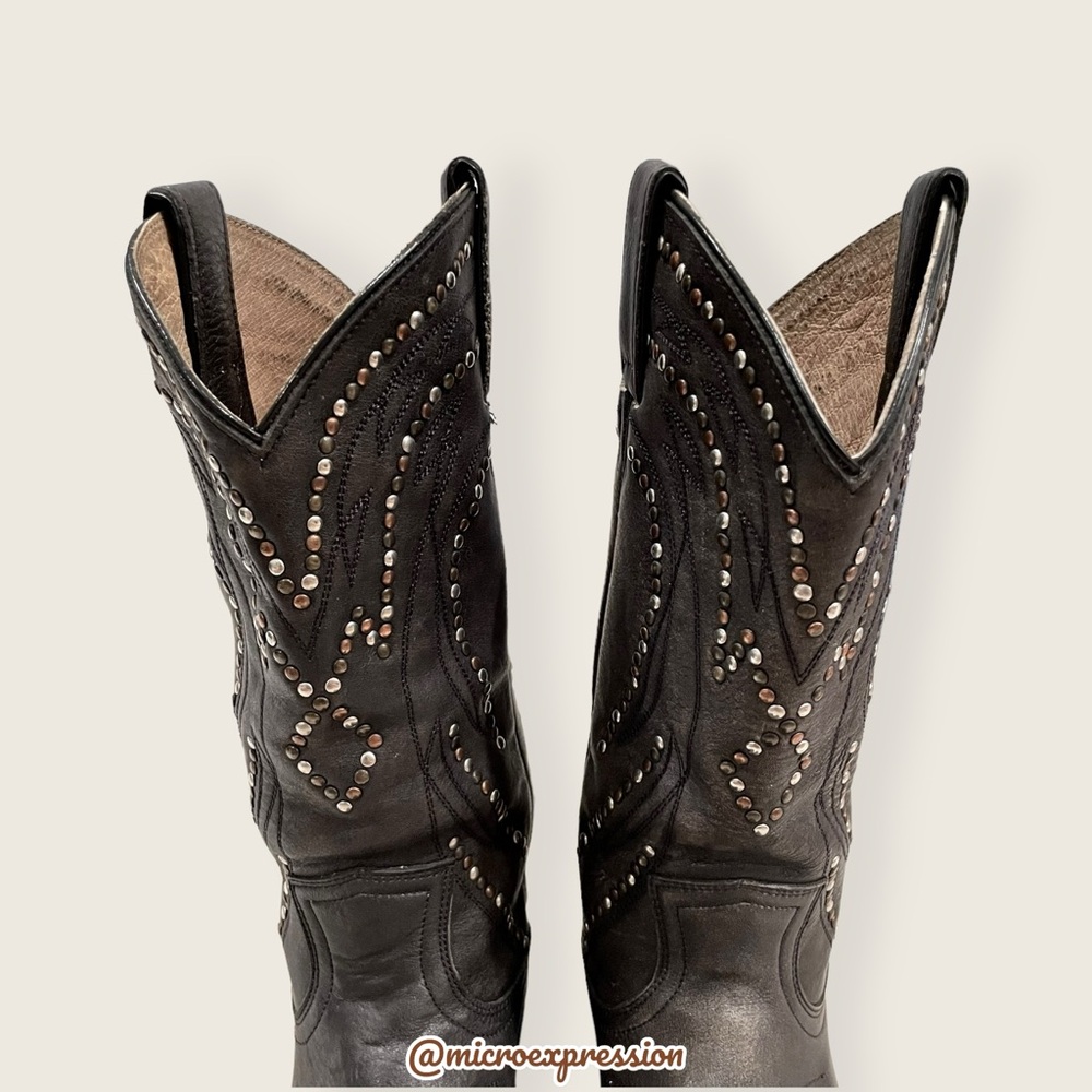 $399 Frye Billy Stud Pull On Distressed Boho Festival Cowboy Boots - Picture 10 of 15